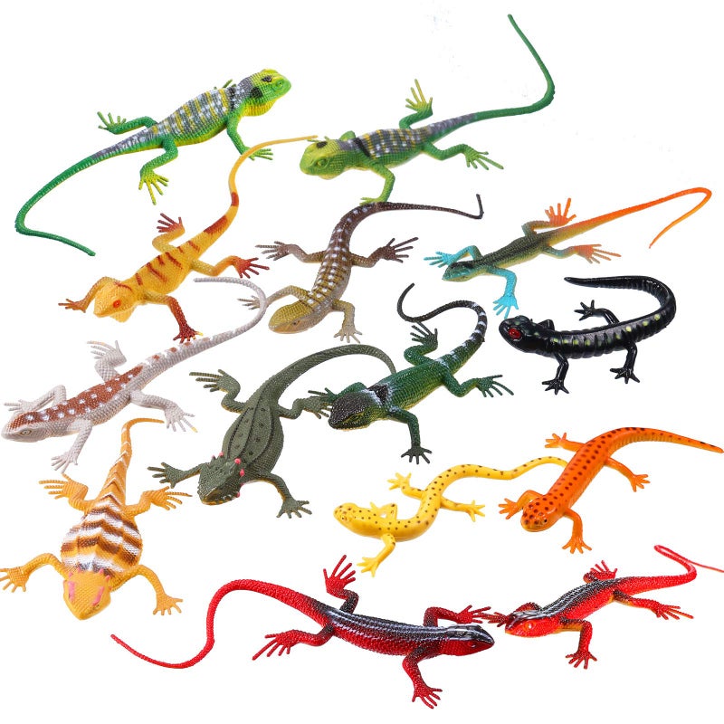 Gejoy 24 Piece Plastic Lizards for Kids Colorful Plastic Artificial Lizard Toys Action Figure Educational Toys for Kids Adults Gifts 12 Designs - Image 3