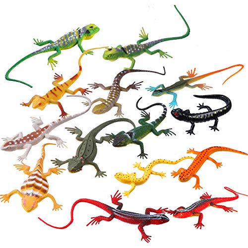 Gejoy 24 Piece Plastic Lizards for Kids Colorful Plastic Artificial Lizard Toys Action Figure Educational Toys for Kids Adults Gifts 12 Designs - Image 1
