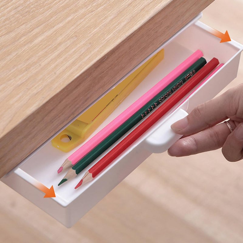 Under Desk Storage Drawer Adhesive Organizer 2 Pack No Drill Hidden Space Saver - Image 5