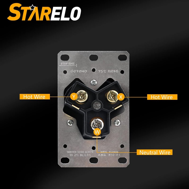 STARELO Flush Mounting Receptacle 10-30R, 30A 125/250V 3 Pole 3 Wire, No Grounding, Straight Blade, Outlet for Electric Dryers, Heavy Duty Industrial Grade Power Receptacle, (10-30R) - Image 5