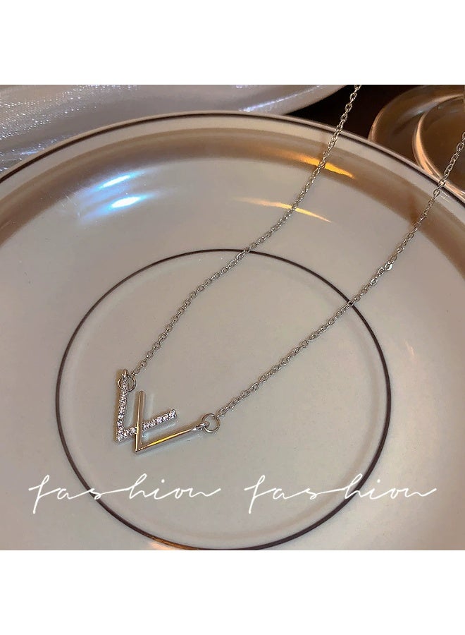 Goolsky Letter V Pendant Titanium Steel Necklace – 2025 New Minimalist Jewelry, Letter V Pendant Non-Fading, Daily Wear/Fashion Statement, Trendy Design - Image 3