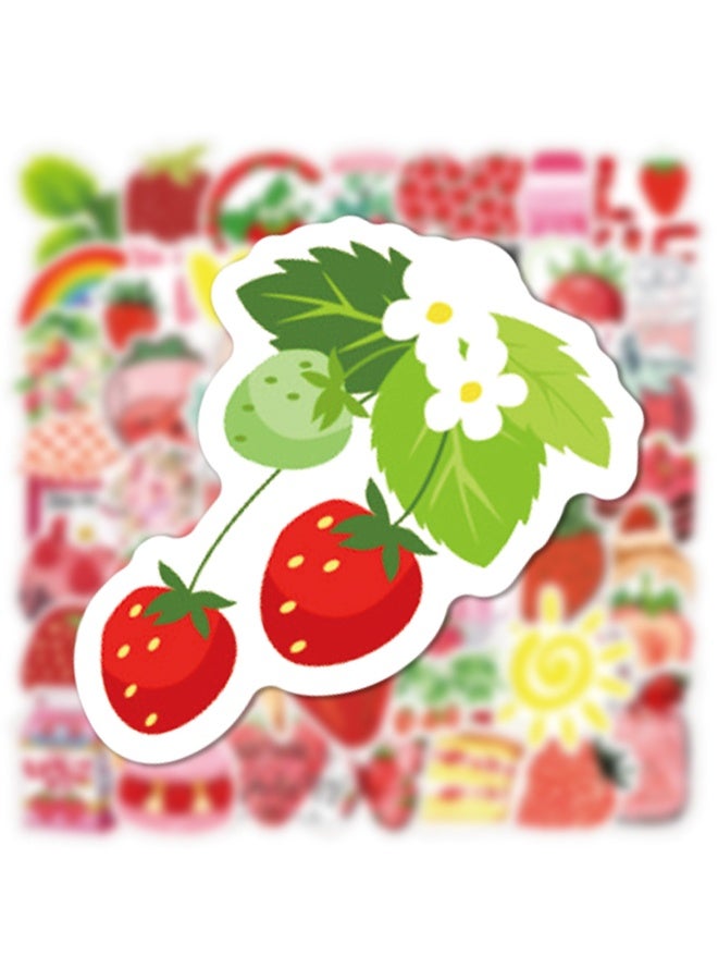 NIBEMINENT 50 Pcs Girls' Heart Cute Strawberry Dessert Deco Kit Waterproof Stickers, High Definition Printing Bright Colors, Suitable for Laptop Skateboard Luggage Water Bottle Guitar DIY - Image 3