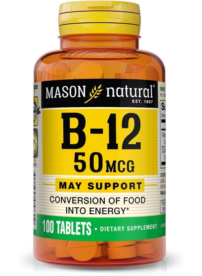 Mason Natural Vitamin B12 50 mcg Tablets for Energy Support - Image 1