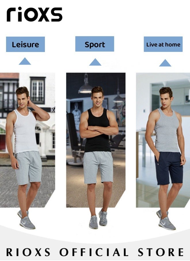 RIOXS - Men's 3-Pack Basic Workout Tank Top Set Athletic Muscle Tops Bodybuilding Quick Dry Sleeveless T-Shirt - Image 1