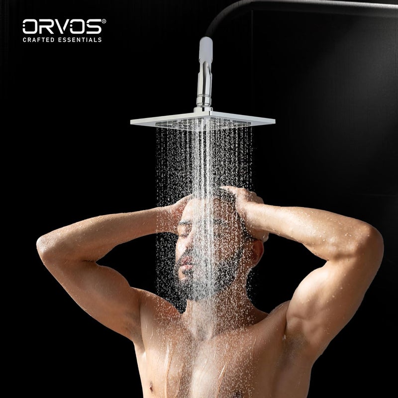 Orvos Orvos Overhead Shower Futuristic maze design 8x8 inches Premium 304 Stainless Steel Heavy duty Chrome plated for high end luxury bathrooms set of 1 - Image 4