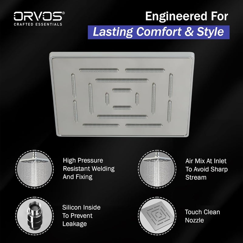 Orvos Orvos Overhead Shower Futuristic maze design 8x8 inches Premium 304 Stainless Steel Heavy duty Chrome plated for high end luxury bathrooms set of 1 - Image 3