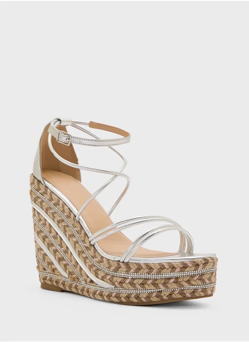 ترافل من نمشي Diamante Strap Wedge Strappy Sandal
