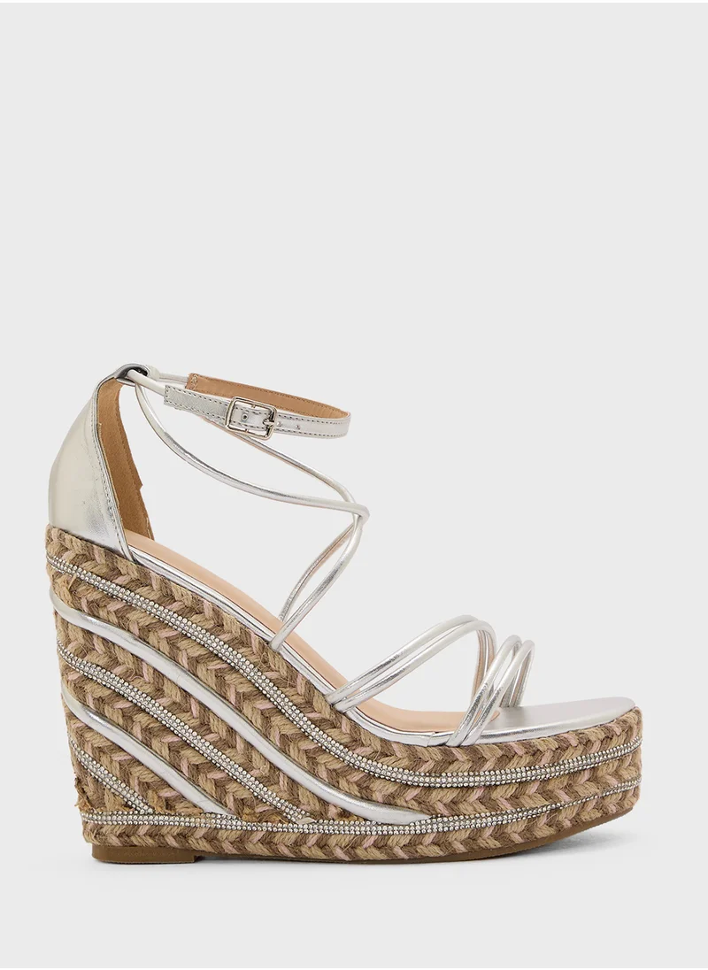 ترافل من نمشي Diamante Strap Wedge Strappy Sandal