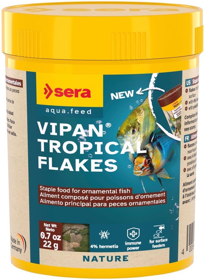 Sera Vipan Flakes 0.7oz | Premium Staple Food for Ornamental Fish | Insect Meal & Prebiotic Effect | Free from Dyes & Preservatives | Perfect for Surface Feeders
