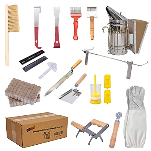 MayBee Beekeeping Supplies Bee Keeper Starting Kit 20 Pcs Beekeeping Tool Kit Bee Smoker Kit,Bee Keeping Supplies-All Starter Kit - Image 1