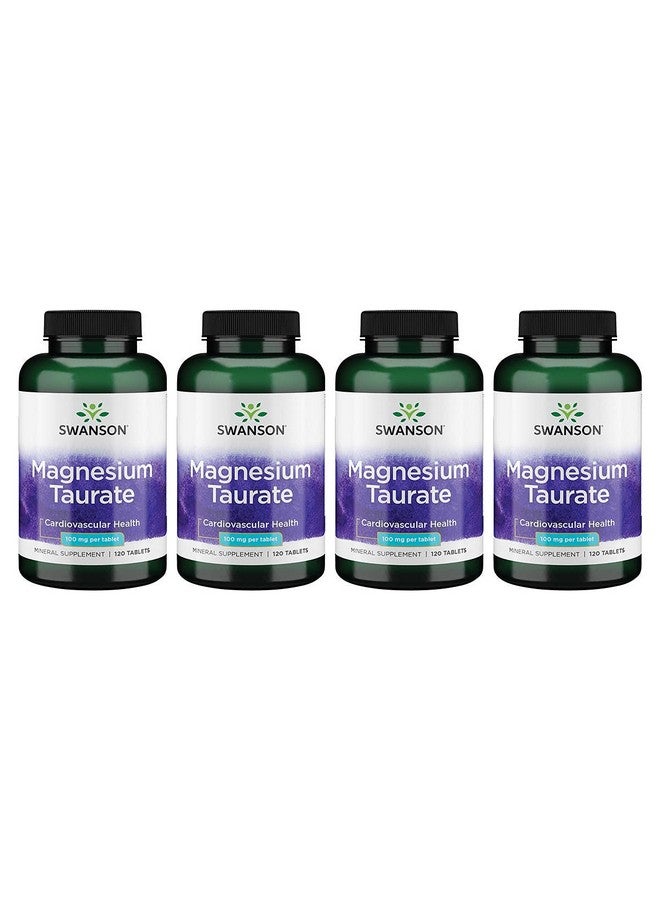 SWANSON سوانسون ماغنيسيوم تارات - مكمل معدني - تركيبة ماغنيسيوم طبيعية وتورين - (120 قرص، 100 ملغ لكل قرص) (4 عبوات) - Image 1