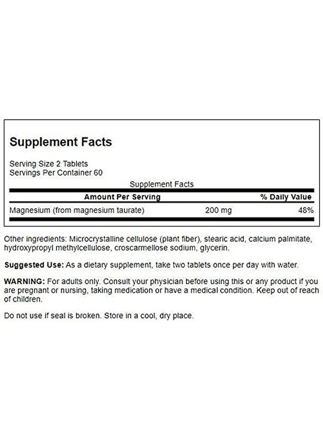 SWANSON سوانسون ماغنيسيوم تارات - مكمل معدني - تركيبة ماغنيسيوم طبيعية وتورين - (120 قرص، 100 ملغ لكل قرص) (4 عبوات) - Image 2