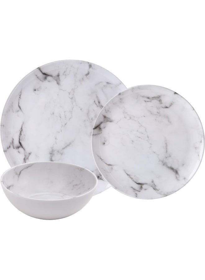 Safdie Melamine Dinnerware Sets Service for 4 Unbreakable Dishes Scratch Resistant Melamine Ware Plates and Bowls Dishwasher Safe Platos De Melamina Marble Design Beautifully Packaged Gift Box - Image 1