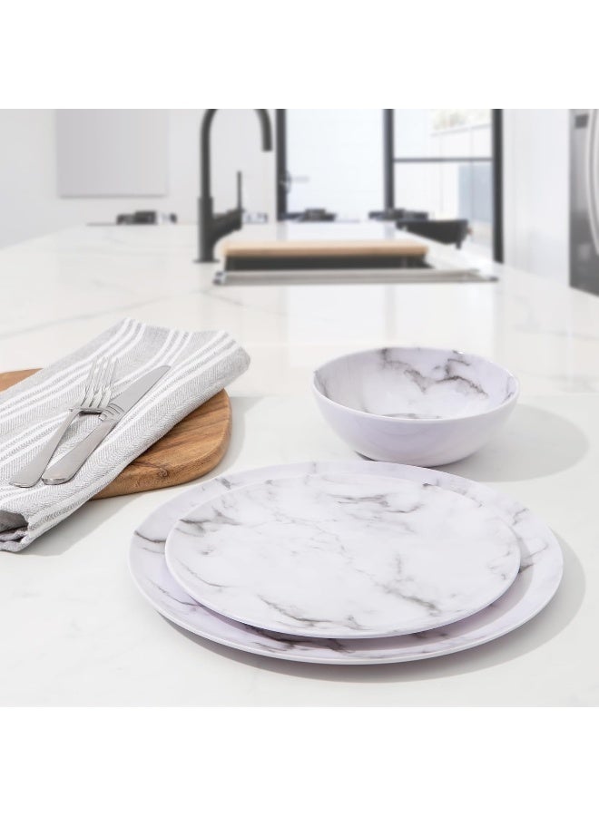 Safdie Melamine Dinnerware Sets Service for 4 Unbreakable Dishes Scratch Resistant Melamine Ware Plates and Bowls Dishwasher Safe Platos De Melamina Marble Design Beautifully Packaged Gift Box - Image 2
