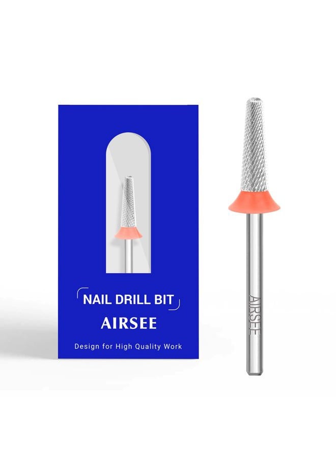 AIRSEE رأس مثقاب أظافر أكريليك من كربيد التنجستن - آلة كهربائية لتلميع الأظافر وإزالة الجل 3/32" 2 طريقة استخدام آمنة شكل مخروط قمة كروية دقيقة-F - Image 1