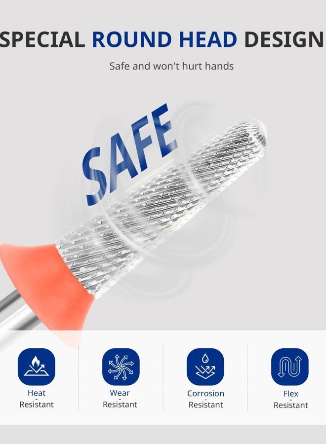 AIRSEE رأس مثقاب أظافر أكريليك من كربيد التنجستن - آلة كهربائية لتلميع الأظافر وإزالة الجل 3/32" 2 طريقة استخدام آمنة شكل مخروط قمة كروية دقيقة-F - Image 3