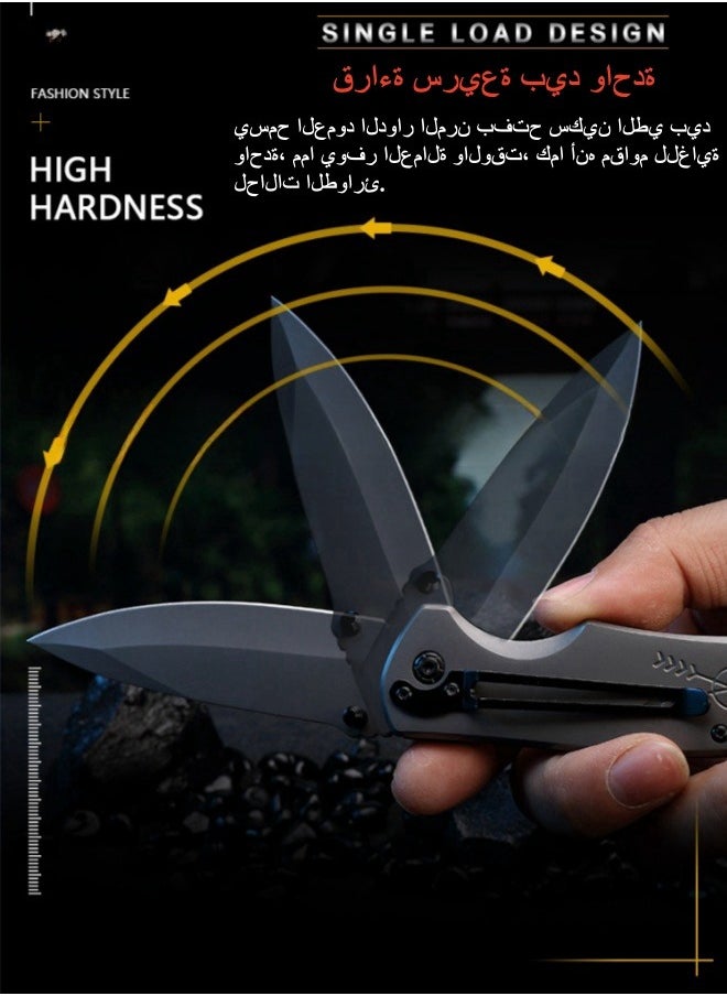 High-hardness Stainless Steel Outdoor Folding Knife, All-steel Outdoor Camping Portable Self-defense