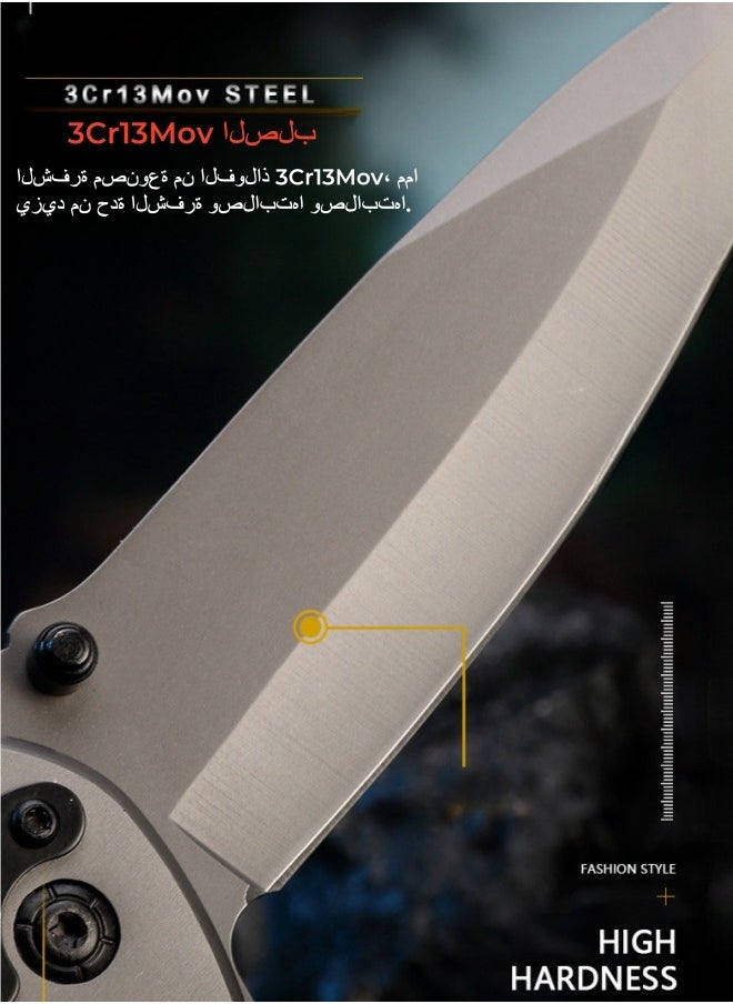 High-hardness Stainless Steel Outdoor Folding Knife, All-steel Outdoor Camping Portable Self-defense