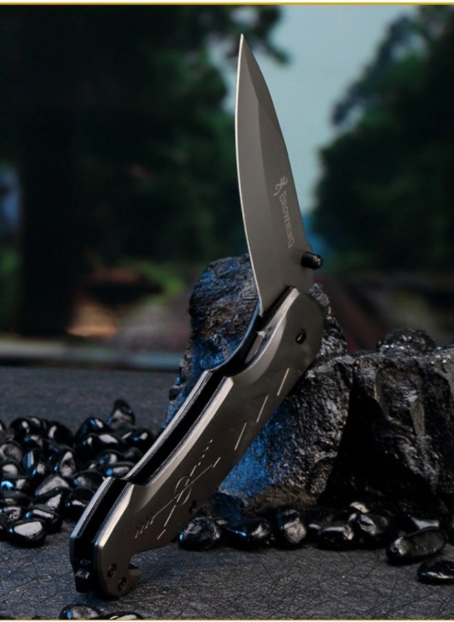 High-hardness Stainless Steel Outdoor Folding Knife, All-steel Outdoor Camping Portable Self-defense