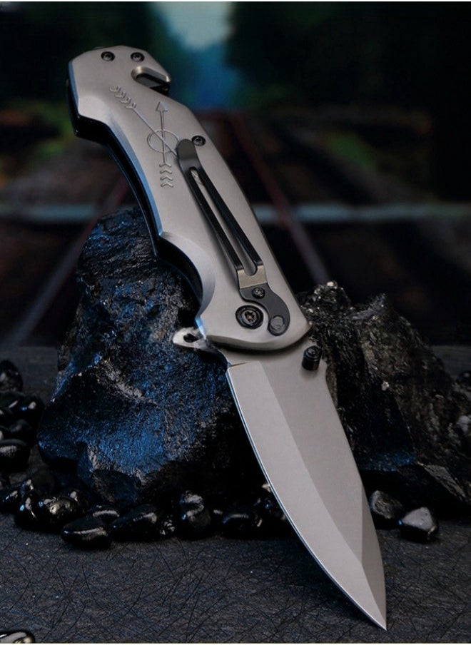 High-hardness Stainless Steel Outdoor Folding Knife, All-steel Outdoor Camping Portable Self-defense
