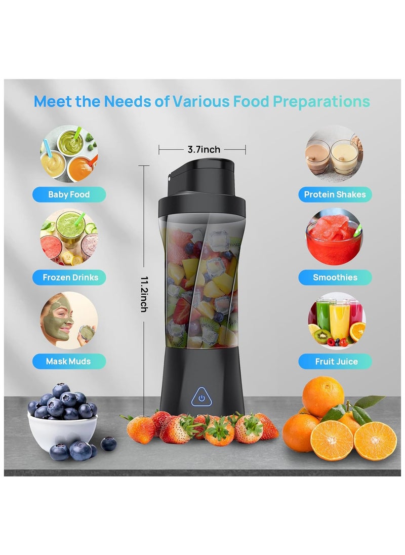 360W Portable Blender Cordless, 22oz Personal Blender for Smoothies and Shakes, Mini Blender Bottle with 6000mah Battery, BPA Free, 22000rpm Small Travel Blender Cup for Home, Kitchen, Gym