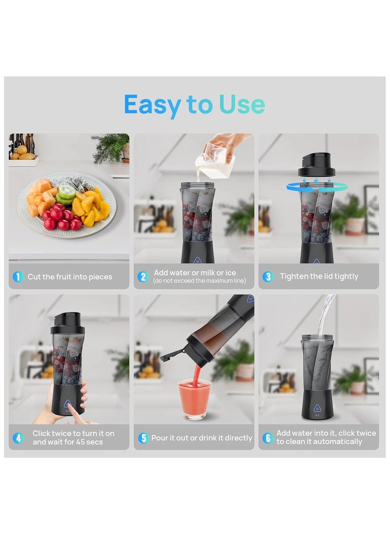 360W Portable Blender Cordless, 22oz Personal Blender for Smoothies and Shakes, Mini Blender Bottle with 6000mah Battery, BPA Free, 22000rpm Small Travel Blender Cup for Home, Kitchen, Gym