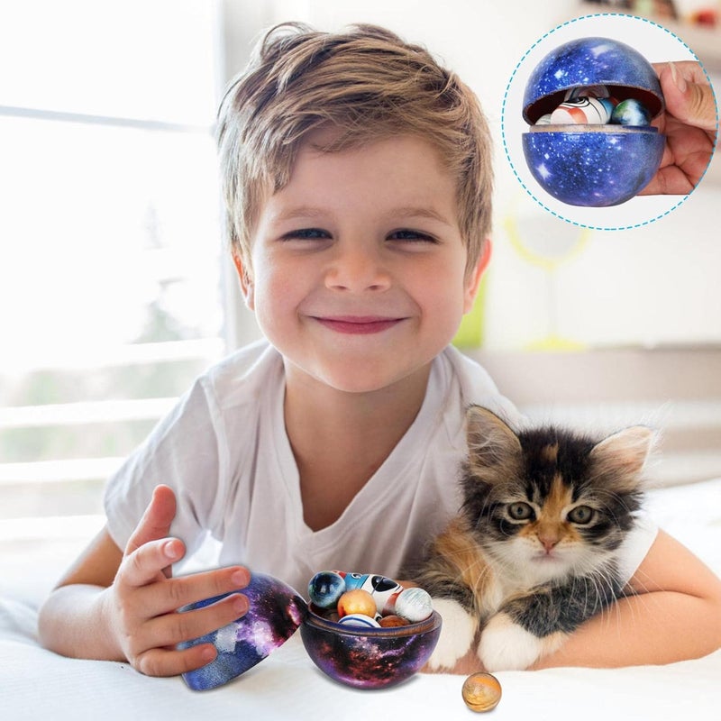 klarako Wooden Solar System Cosmos Learning Game Toy, Solar Planets System Model Kit, Cosmos Learning Toy with 8 Planets Sun Moon Astronaut and Rocket Model, Explore the Mystery Of the Universe (Blue) - Image 4