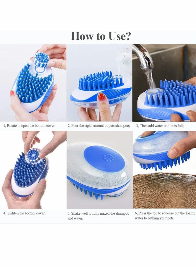 Bluejw Pet Shampoo Bath Brush,2 in 1 Cat Dog Small Animal Pets Grooming Scrubber Dispenser,Washable Massage Bathing Long Short Hair - Image 4