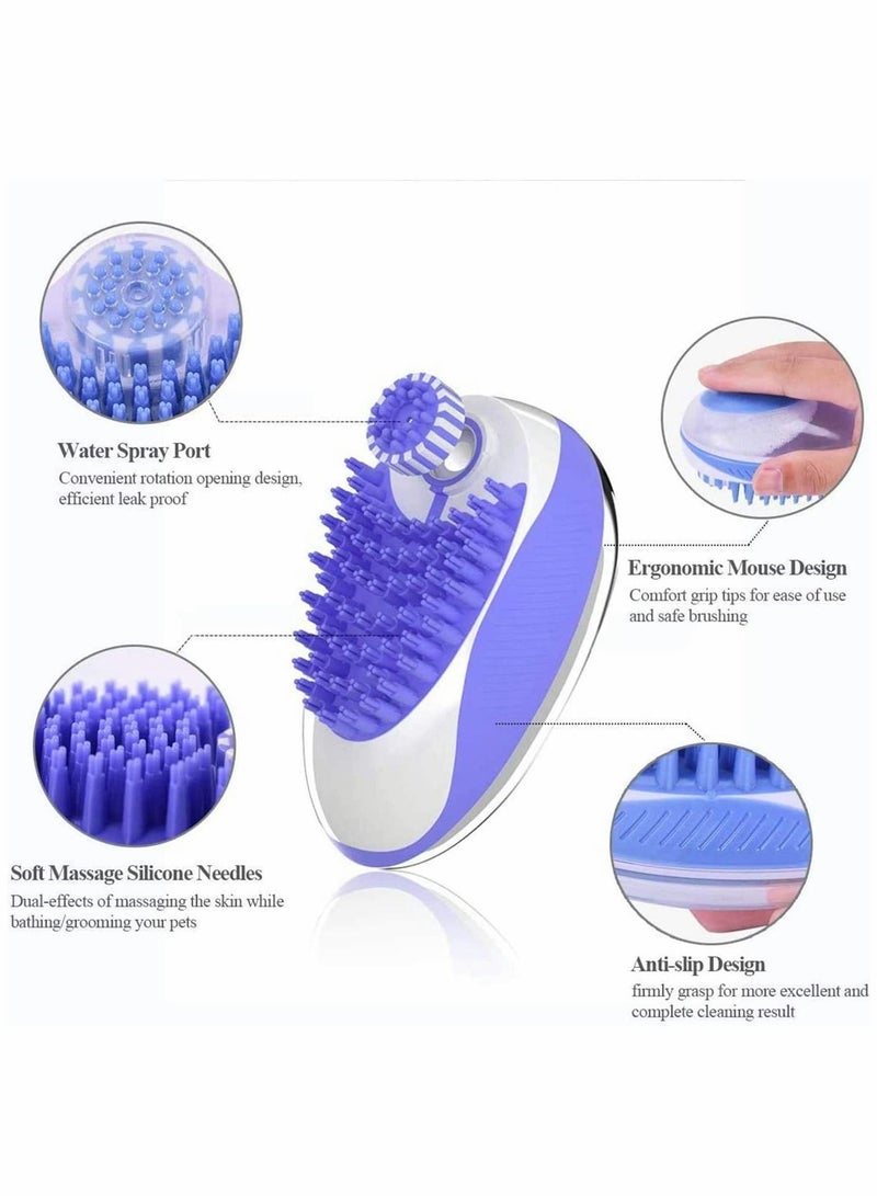 Bluejw Pet Shampoo Bath Brush,2 in 1 Cat Dog Small Animal Pets Grooming Scrubber Dispenser,Washable Massage Bathing Long Short Hair - Image 5