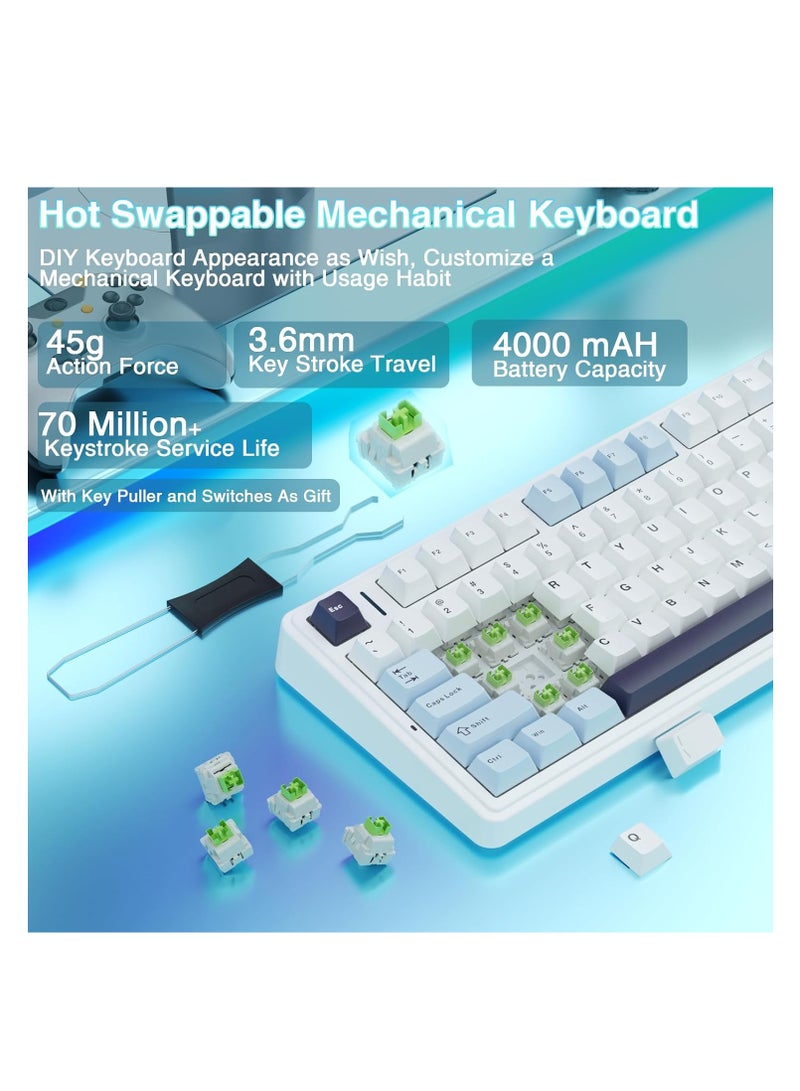Wireless Mechanical Keyboard, F75 75% Gasket Hot Swappable Custom Keyboard, RGB Tri-Mode Connection Gasket Gaming Keyboard, with Knob, 2.4GHz/Type-C/Bluetooth Mechanical Keyboard - Image 4