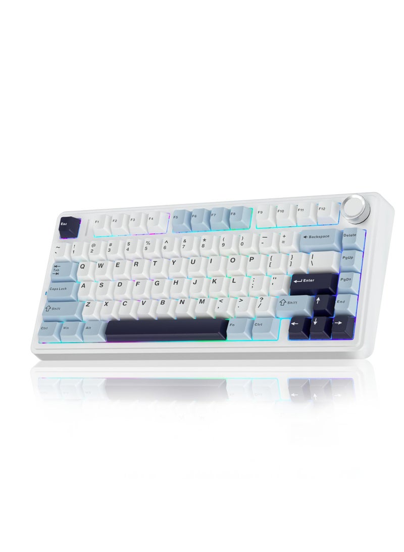 Wireless Mechanical Keyboard, F75 75% Gasket Hot Swappable Custom Keyboard, RGB Tri-Mode Connection Gasket Gaming Keyboard, with Knob, 2.4GHz/Type-C/Bluetooth Mechanical Keyboard - Image 1