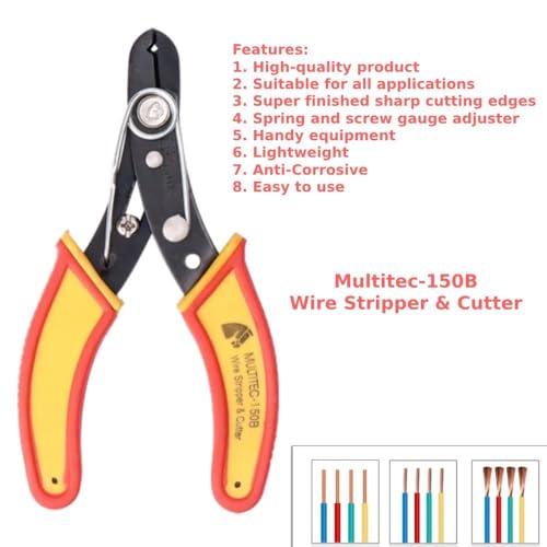 Gilhot® 150B Wire Stripper & Cutter | Heavy Duty Tool for Insulated & Non-Insulated Wires | Sharp Blade | Ergonomic Handle | Electrical & DIY Use (Pack of 1) - Image 4