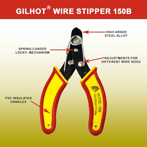 Gilhot® 150B Wire Stripper & Cutter | Heavy Duty Tool for Insulated & Non-Insulated Wires | Sharp Blade | Ergonomic Handle | Electrical & DIY Use (Pack of 1) - Image 5