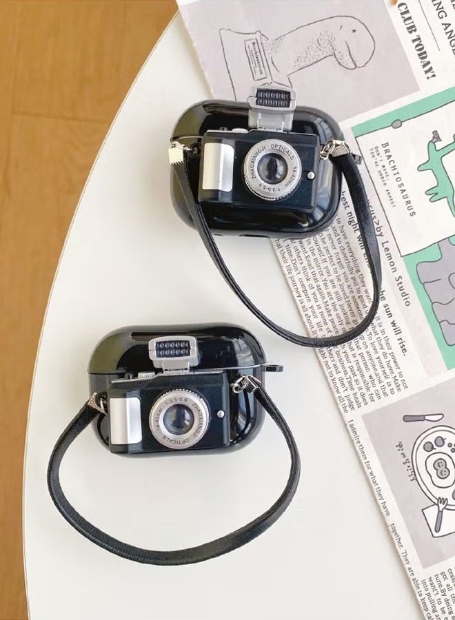 AirPods Pro2 Case, Airpods Pro 2nd Generation Camera Shape Case Cover with LED Light, Soft Silicone Skin Shock-Absorbing Protective Cover with Wristband for Apple Airpods Pro 2 - Image 4