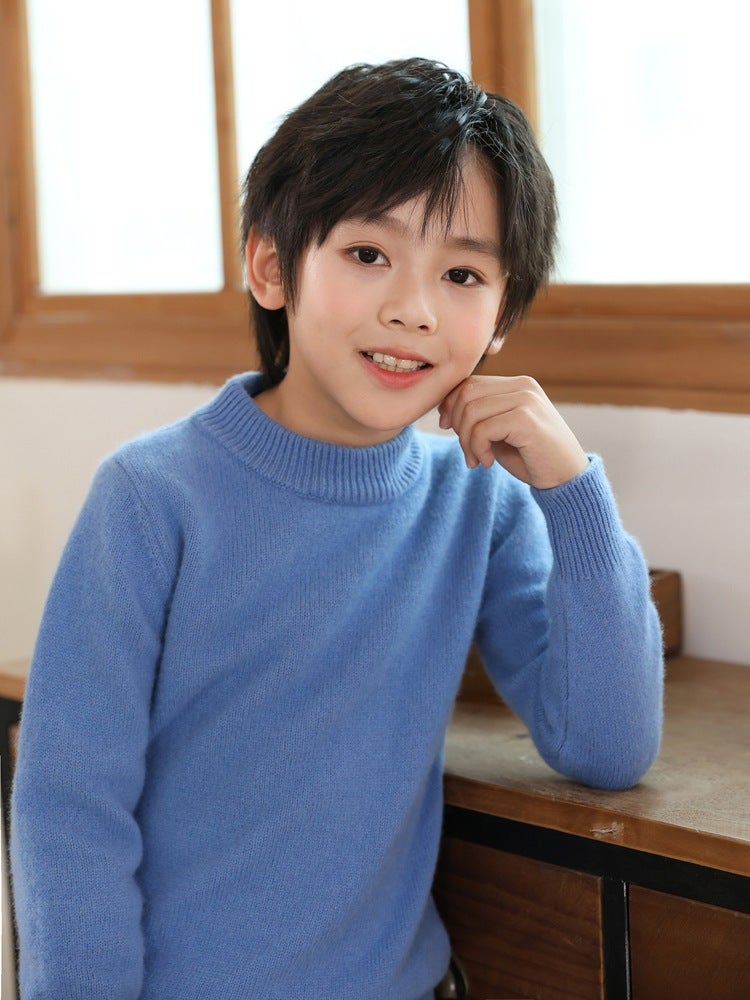 Children'S Pure Wool Sweater Boys' Sweater Half-Turtleneck Girls' Pullover Sweater Double-Strand Thickened Baby'S Base Sweater - Image 5