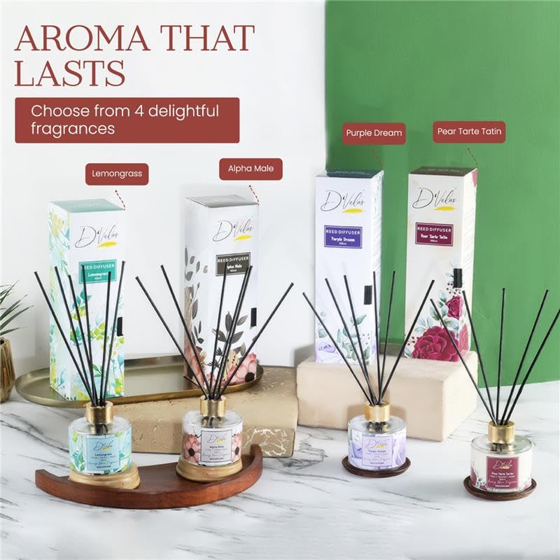 D'Velas™ Reed Diffuser 100ml with 6 Reed Sticks- Alpha Male Musk Fragrance | Long Lasting Aroma Upto 45 Days | Premium Home Fragrance for Gifting, Office & Pooja | Alcohol-Free & Ready to Use - Image 3