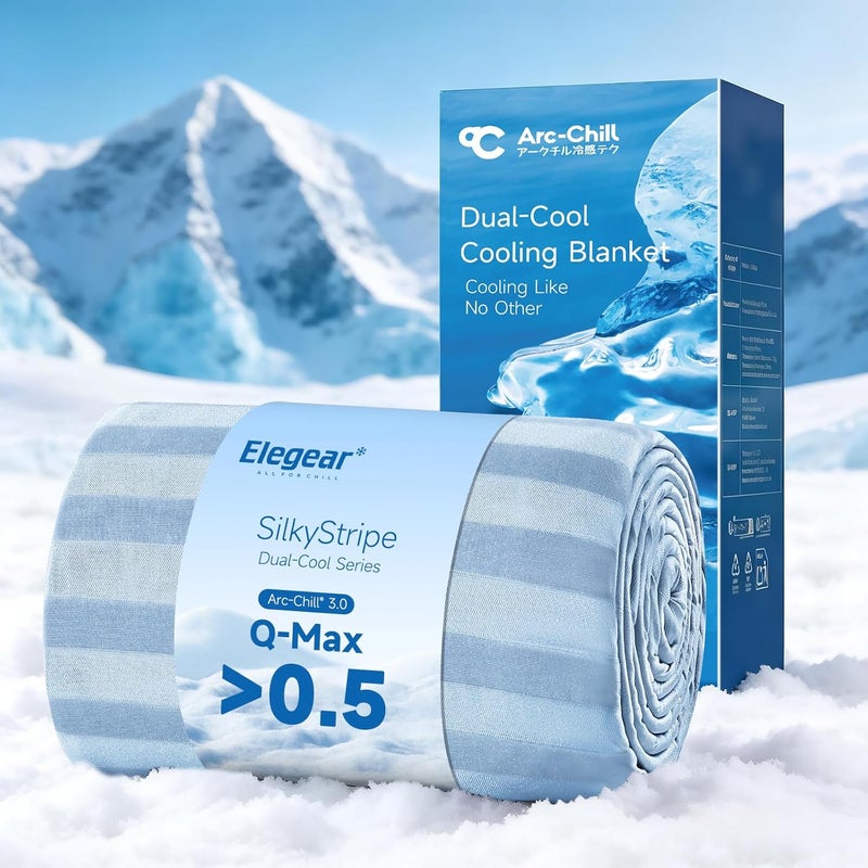 Elegear Revolutionary Cooling Throw Blanket, Absorbs Heat to Keep Body Cool for Night Sweats, Double Sided Arc-Chill3.0 Cooling Fiber Q-Max>0.5, Lightweight Summer Cold Blankets for Sleeping 51“ x 67” - Image 1