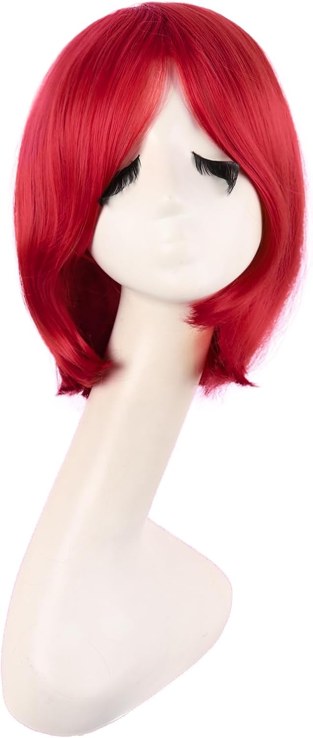 MapofBeauty 12 Inch30 cm Fashion Unisex Short Straight Beauty Wig Bright Red