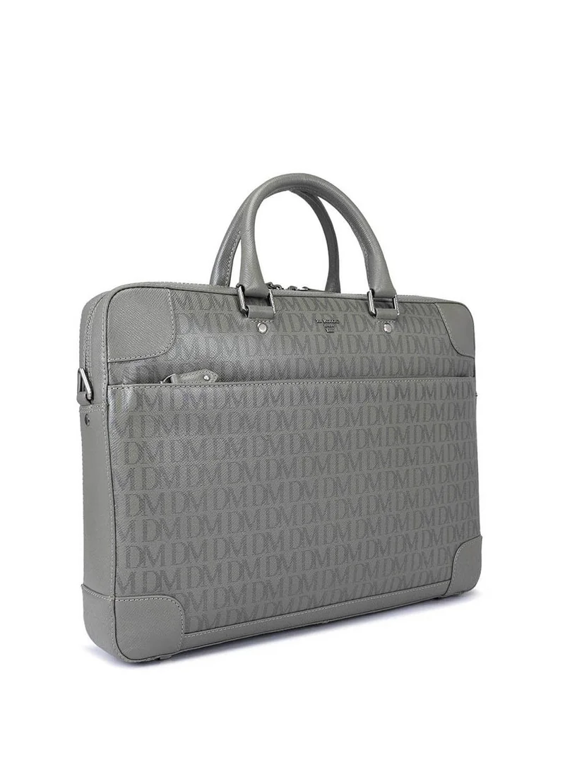 دا ميلانو حقيبة لاب توب جلد طبيعي رمادي من دا ميلانو