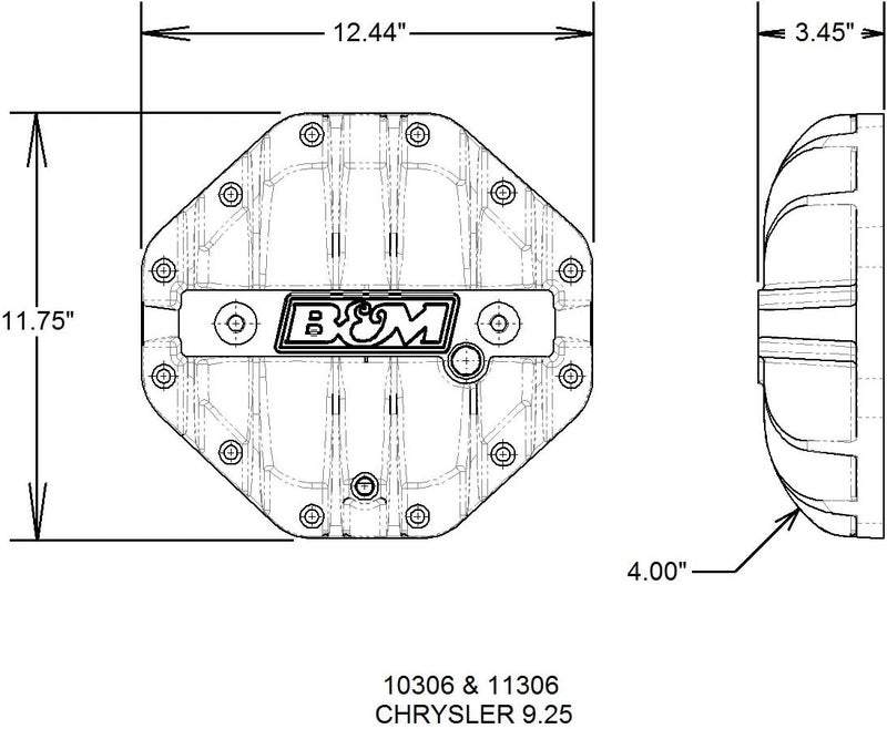 B&M 10306 Cast Aluminum Differential Cover - Image 2