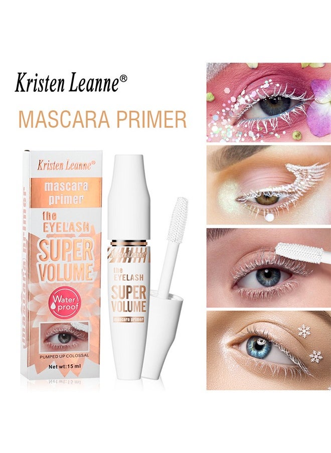 Kristen Leanne - Super Volume-Mascara Primer,4D White Mascara Primer for Eyelashe, Waterproof Non-Smudged Long lasting Charming Voluminous Lash for Women 15ml - Image 1