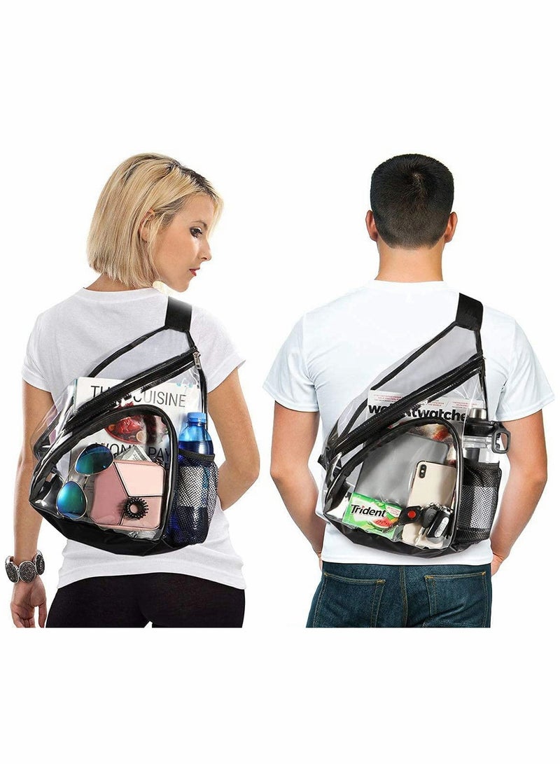 KASTWAVE Roll over image to zoom in Brand: ELECDON Sling Bag, Clear PVC Sling Bag, Backpack with Adjustable Strap, Designed for Men, Women, Children (Black)  - Image 4