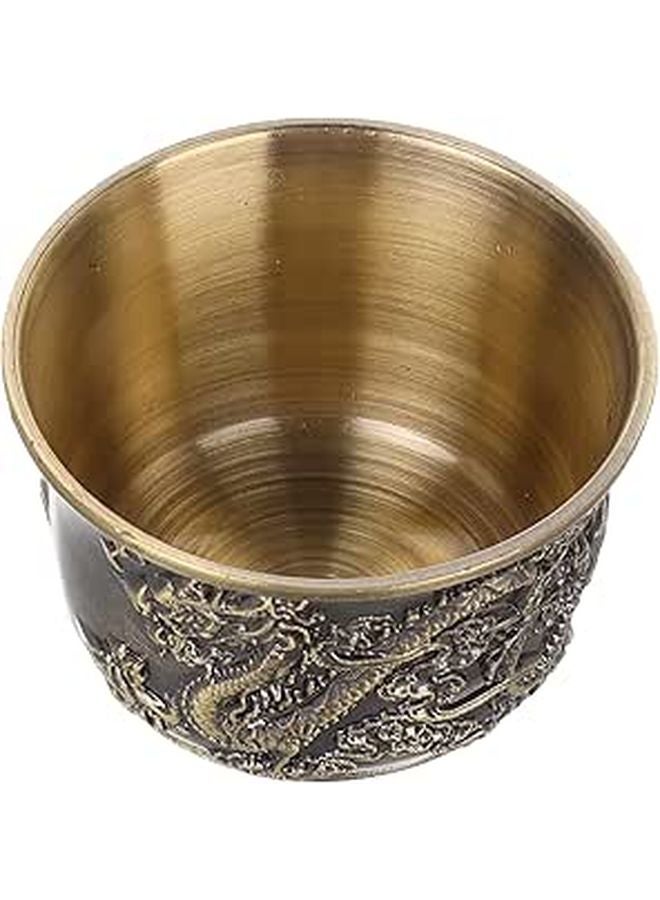 كوب شاي صيني قديم من البرونز العتيق مزين بتصميم التنين والعفريت، كوب شاي صغير كلاسيكي لفنون الشاي الصينية - Image 1