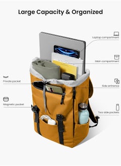 Tomtoc VintPack-TA1 Flap Laptop Backpack, Lightweight, Water-Resistant Travel Casual Daypack, Slim Durable Work-pack Rucksack for 13-16 Inch MacBook Laptop, Large Capacity, Eco-Friendly Backpack 22L  - Image 2