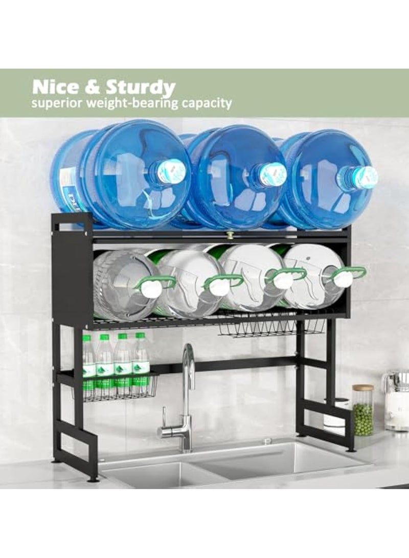 آسي بلاي رف تجفيف الصحون فوق الحوض بثلاث طبقات، سم، منظم مطبخ بسعة كبيرة مع غطاء وسلال وحامل أدوات، باللون الأسود - Image 3