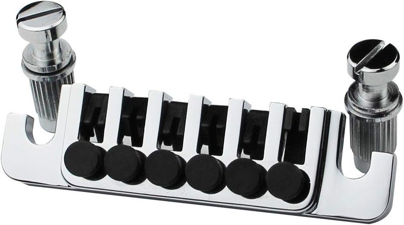 guyker Guitar TP-6 Bridge Stop Bar - Vintage 70's Bridges Tailpiece with Studs and Inserts Replacement Compatible with LP Les Paul SG ES 6 String Electric Guitar(Chrome) - Image 1