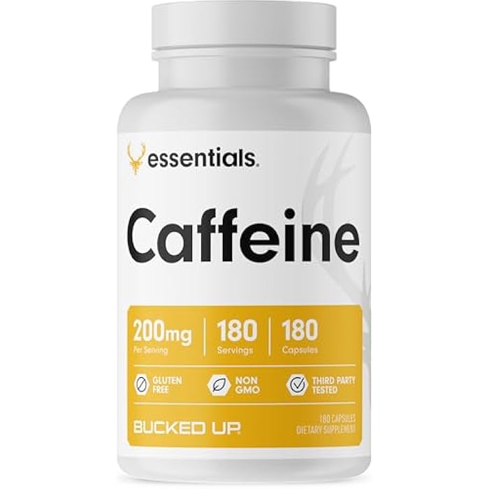 Bucked Up Caffeine 200mg Per Serving, Essentials (180 Servings, 180 Capsules) - Image 1