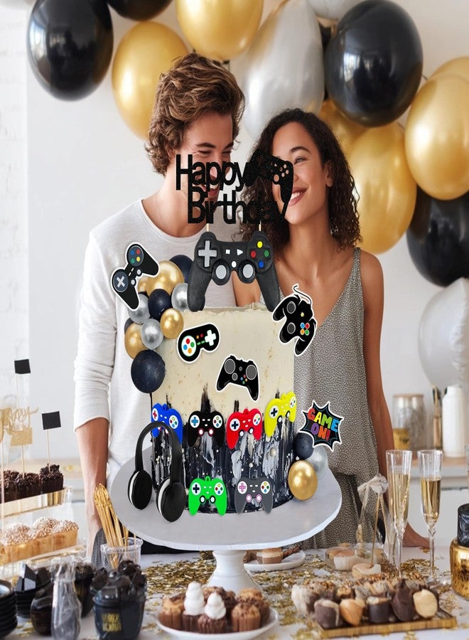 TOSPARTY 28 PCS Video Game Birthday Cake Toppers Controller Headset Ball Cake Decoration for Video Game Theme Birthday Party Supplies - Image 4