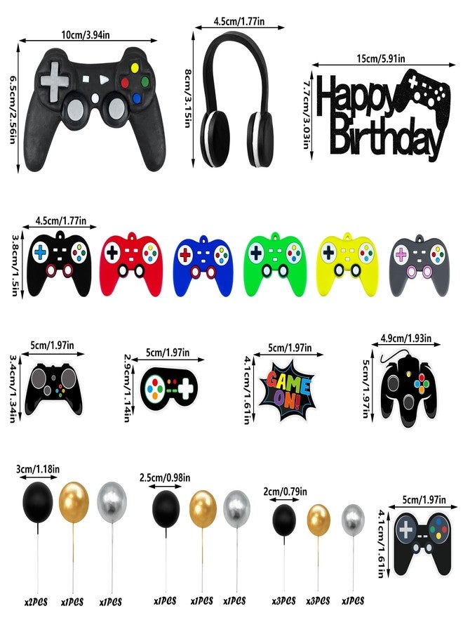 TOSPARTY 28 PCS Video Game Birthday Cake Toppers Controller Headset Ball Cake Decoration for Video Game Theme Birthday Party Supplies - Image 2