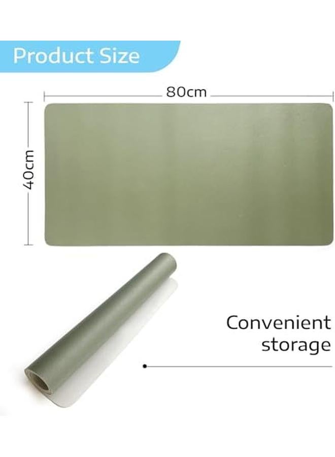 SKY-TOUCH Mouse Pad Large Leather Computer Desk Pad Office Desk Mat Extended Gaming Mouse Pad Non Slip Waterproof Dual Side Use Desk Mat Protector 80Cm X 40Cm Green Silver - Image 4
